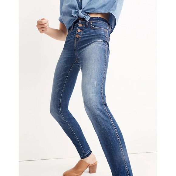 Madewell Taller 10" High-Rise Skinny Jeans: Drop-Hem Edition in Rosecliff Wash - Picture 3 of 16